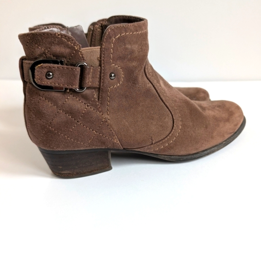 Unisa Brown Ankle Booties with Low Heel
